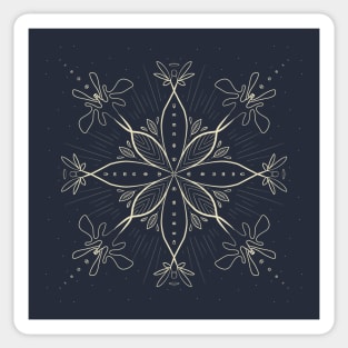 Black and Cream Cosmic Winter Flower Pattern Sticker
